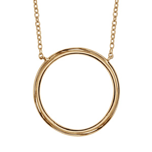 Collier en plaqué or chaîne avec pendentif anneau diamètre 20mm – longueur 40cm + 4cm de rallonge