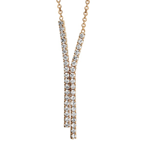 Collier en plaqué or chaîne avec pendentif suite d’oxydes blancs en X – 40cm + 4cm de rallonge