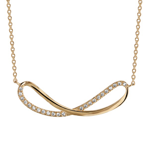 Collier en plaqué or chaîne avec pendentif symbole infini orné d'oxydes blancs sur moitié du symbole