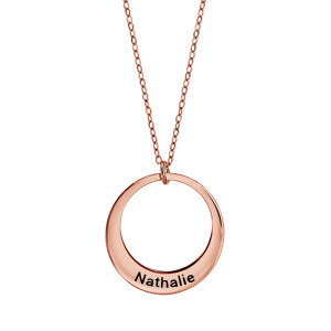 Collier en plaqué or rose chaîne avec pendentif 1 anneau prénom à graver – longueur 40cm + 5cm de rallonge