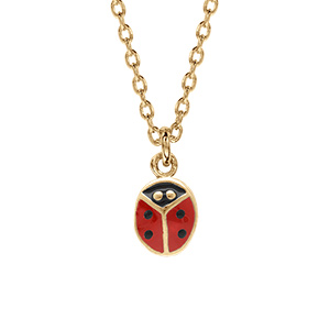 Collier pour enfant en plaqué or chaîne avec pendentif coccinelle - longueur 36cm + 2cm de rallonge