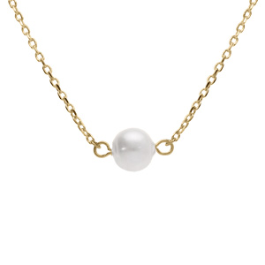 Collier plaqué or perle de culture d’eau douce réglable 40 à 44cm