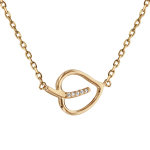 Collier en plaqué or coeur oxydes blancs sertis 38cm + 4cm