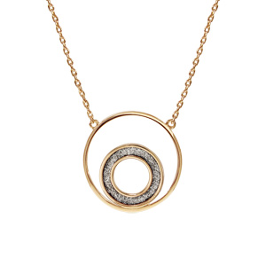 Collier en plaqué or double cercle avec glitter 42cm + 3cm