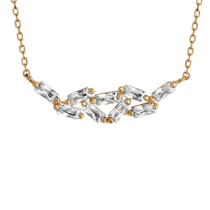 Collier en plaqué or oxydes blancs sertis 42cm + 3cm