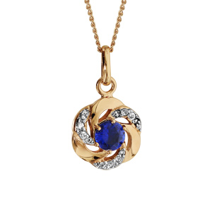 Collier en plaqué or fleur bleu foncé 42cm + 3cm