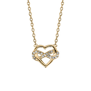 Collier en plaqué or coeur infini oxydes blancs sertis 42cm