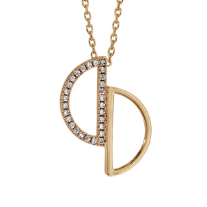 Collier en plaqué or 2 demi cercles évidés oxydes blancs sertis 40cm + 4cm