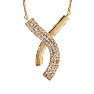 Collier en plaqué or croisé oxydes blancs sertis 40cm + 4cm