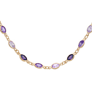 Collier en plaqué or tutti frutti dégradé de violet 38+7cm