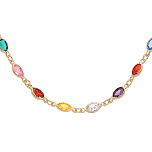 Collier en plaqué or tutti frutti dégradé multicolores 38+7cm