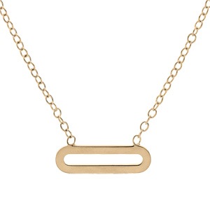 Collier en plaqué or chaîne avec pendentif rectangulaire lisse 38,5+5cm