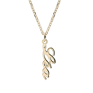 Collier en plaqué or chaîne avec découpe anglaise prénom en verticale 40cm