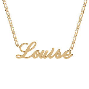 Collier en plaqué or chaîne maille 1+1 avec découpe anglaise 1 prénom – longueur 40cm + 3cm de rallonge