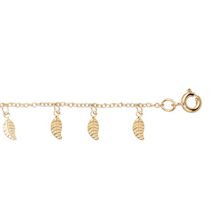 chaîne de cheville en plaqué or avec pampilles feuilles 25cm réglable 23cm