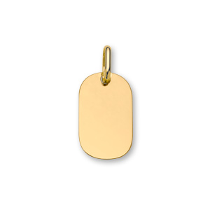 Pendentif en plaqué or plaque G.I. arrondie à graver – dimensions 16mm X 23mm – plaque fine