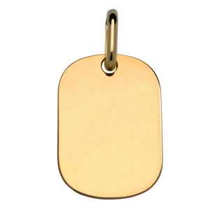 Pendentif en plaqué or plaque G.I. arrondie à graver – dimensions 18m X 25,7mm – plaque fine