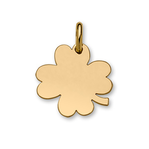 Pendentif en plaqué or trèfle à 4 feuilles à graver moyen modèle 23mm X 25mm - plaque fine