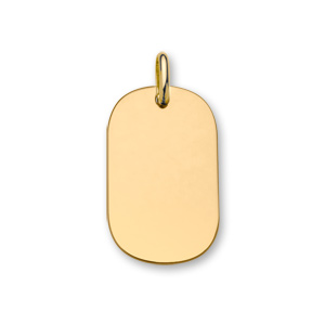 Pendentif en plaqué or plaque G.I. arrondie à graver – dimensions 33mm X 21mm – plaque fine