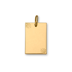 Pendentif en plaqué or plaque G.I. rectangulaire avec diamantage étoilé dans 2 angles – moyen modèle 20mm X 30mm – plaque fine