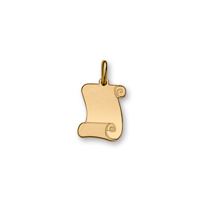 Pendentif en plaqué or parchemin à graver petit modèle 15mm X 18mm – plaque fine