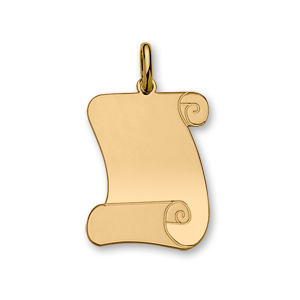 Pendentif en plaqué or parchemin à graver grand modèle 25mm X 35mm – plaque fine