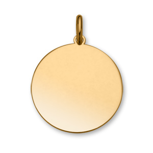Pendentif en plaqué or médaille à graver très grand modèle diamètre 30mm – plaque fine