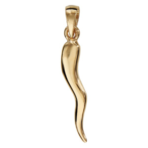 Pendentif en plaqué or corne italienne – porte-bonheur