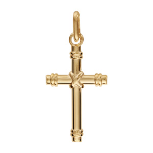 Pendentif croix en plaqué or forme bâtons attachés petit modèle