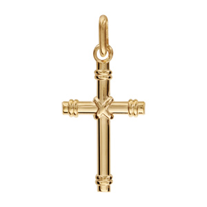 Pendentif croix en plaqué or  forme bâtons attachés petit modèle