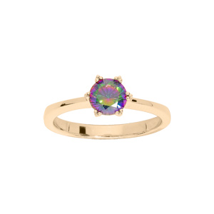 Bague en plaqué or avec simple oxyde arc en ciel mystique serti