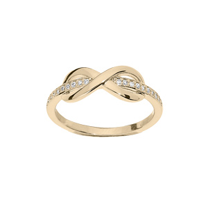 Bague en plaqué or motif infini oxydes blancs sertis