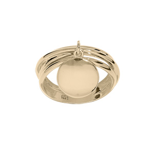 Bague plaqué or multi anneaux avec pampille lisse à graver (uniquement le verso)