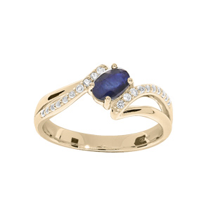 Bague en plaqué or avec oxydes bleus et blancs sertis