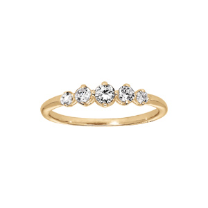 Bague en plaqué or 5 oxydes blancs sertis en cascade sur le dessus