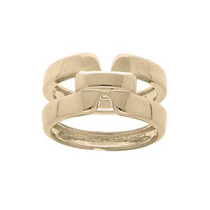 Bague en plaqué or large2 bandes lisses ajourées