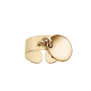 Bague anneau lisse en plaqué or de 7mm de large avec pastille ronde de 13mm