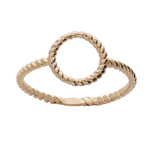 Bague en plaqué or anneau torsadé motif cercle