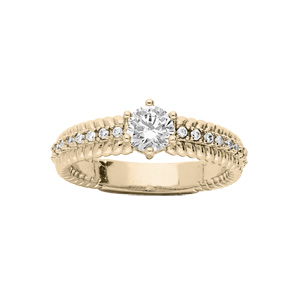 Bague en plaqué or solitaire et oxydes blancs sertis