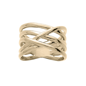 Bague en plaqué or brins entrecroisés