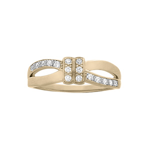 Bague en plaqué or boucle croisée et oxydes blancs sertis