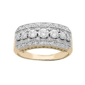 Bague en plaqué or large avec oxydes blancs sertis