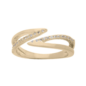 Bague en plaqué or pointes d’oxydes blancs sertis