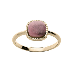 Bague en plaqué or avec carré Rhodonite véritable