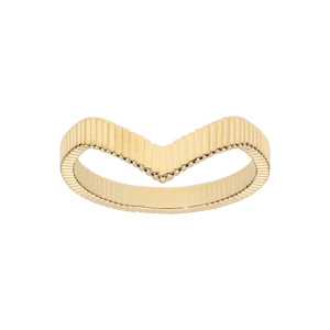 Bague en plaqué or forme v strié