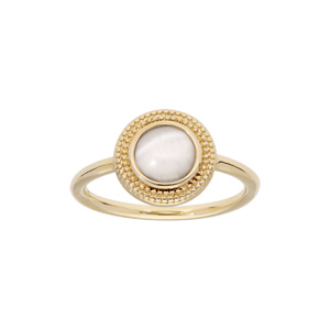 Bague en plaqué or ethnique ronde avec boule de verre irisé