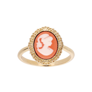 Bague en plaqué or Camé sur fond rose