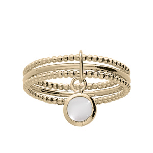Bague en plaqué or triple anneaux avec pampille Nacre blanche véritable