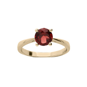 Bague en plaqué or simple avec pierre véritable Grenat 6,5mm