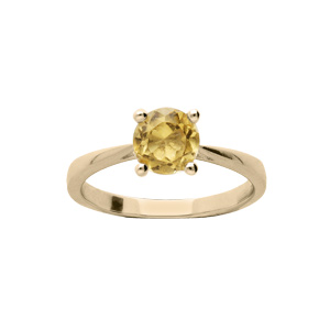 Bague en plaqué or simple avec pierre véritable Citrine 6,5mm